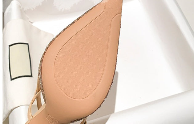 Glossy Glitter Pointed Sandals Women