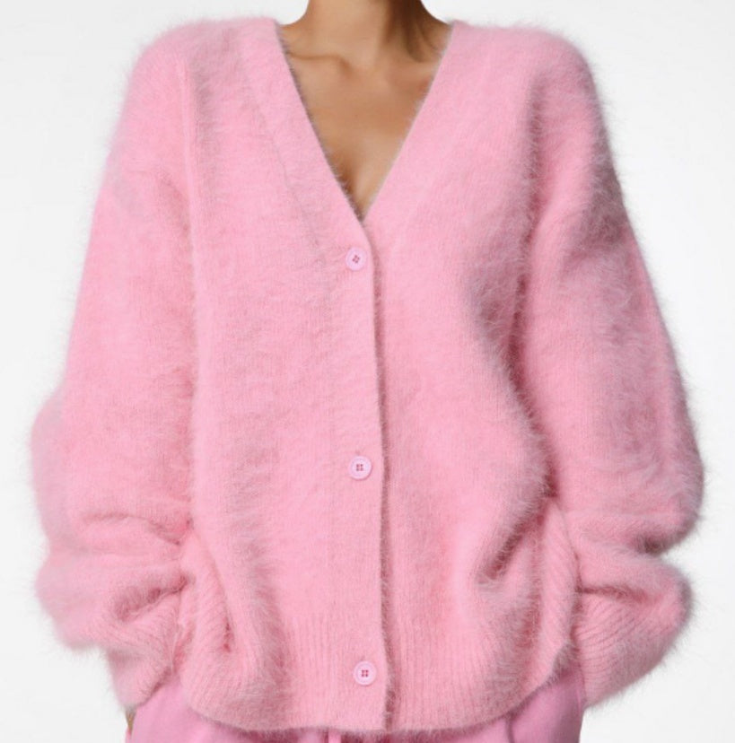 Strickjacke mit V-Ausschnitt und Knöpfen