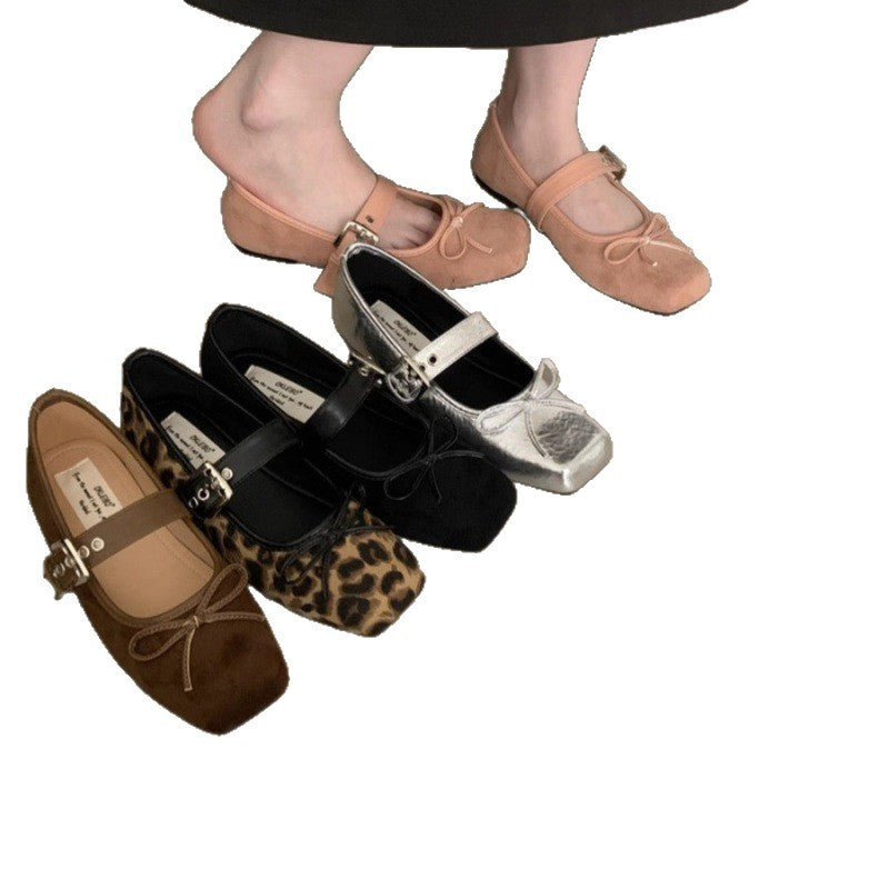 Flache Schleife Ballett Silber Gürtelschnalle Schuhe