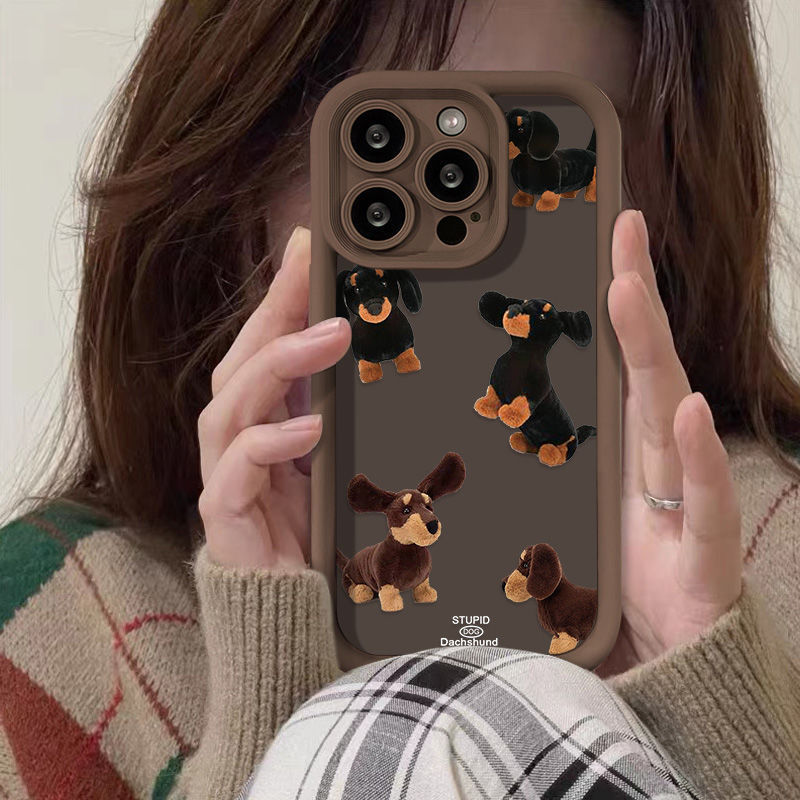 Coque de téléphone à motif teckel crème