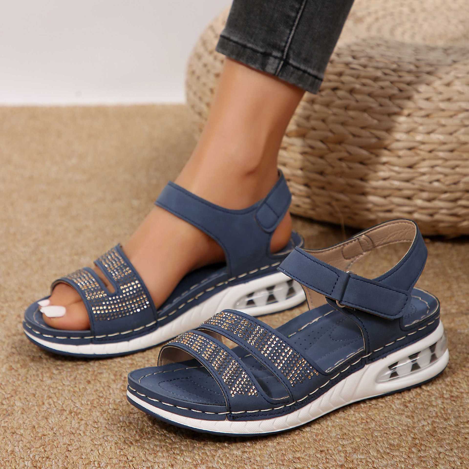Rhinestone Wedges Air Cushion Sandals