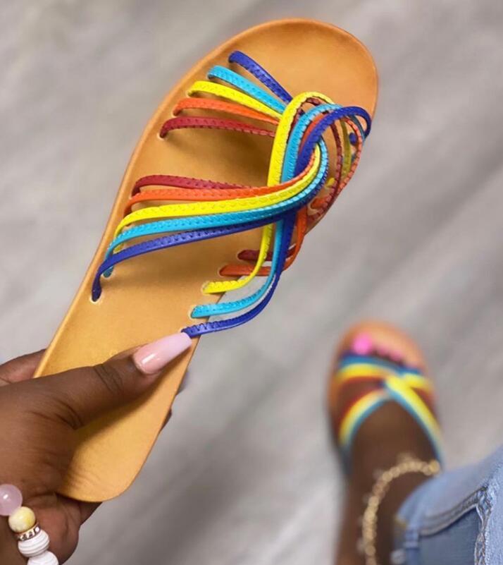 Bunte Regenbogensandalen für Damen