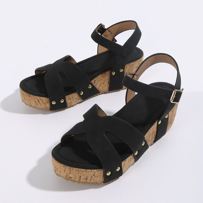 Damen Sandalen mit Plateausohle und Seilboden