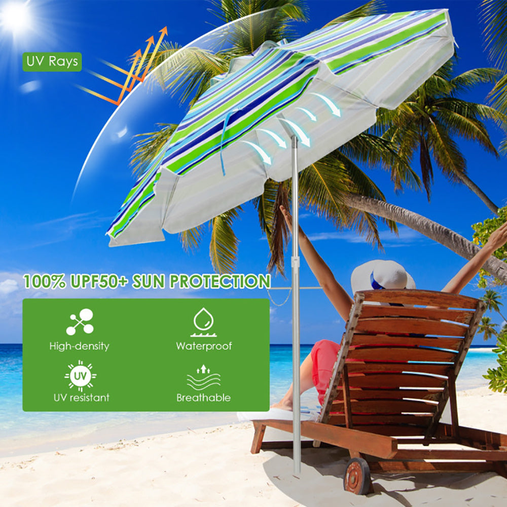 6.5ft Beach Umbrella w/ Carry Bag