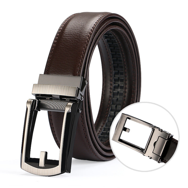 Men’s Auto Buckle Cowhide Dress Belt