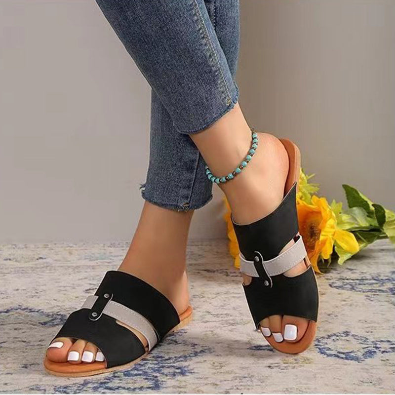 Flache Sandalen mit Fischmaul-Gürtel für Damen