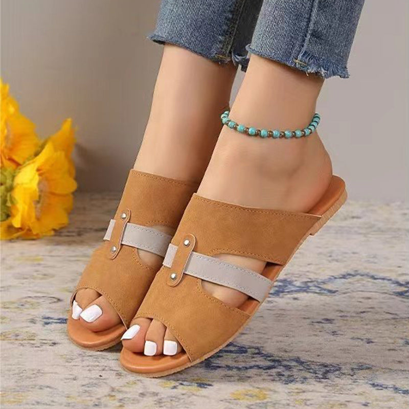 Belted Fish Mouth Flat Sandals Women