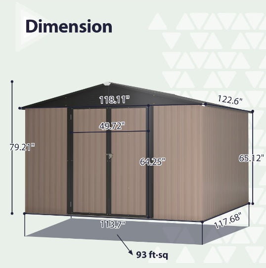 Steel Garden Shed with Lockable Doors