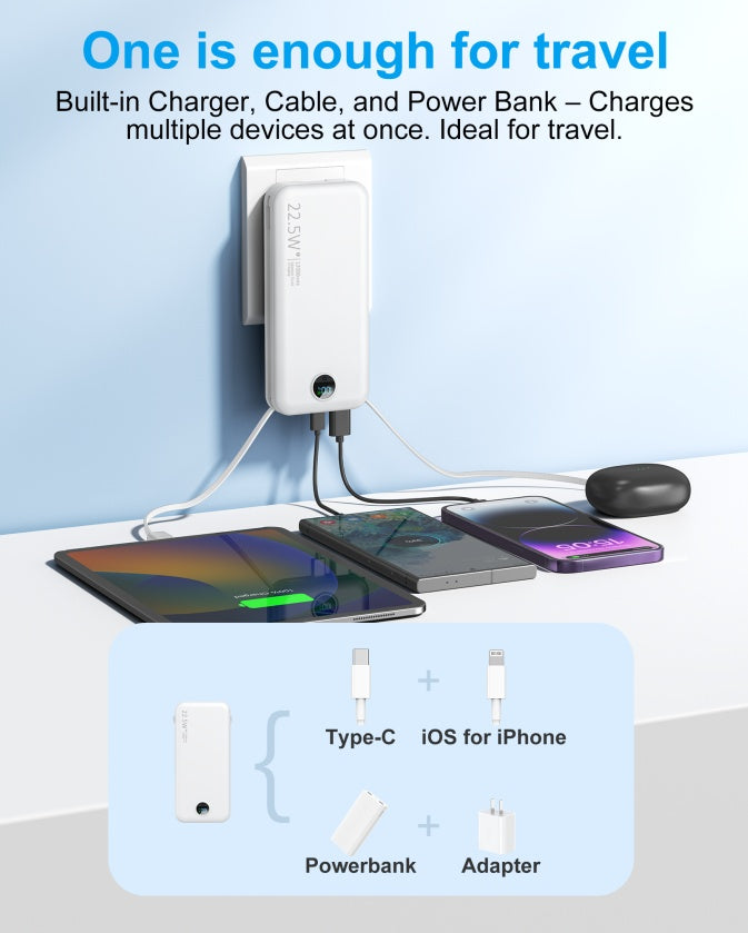 Dual-Wire Power Bank with AC Socket