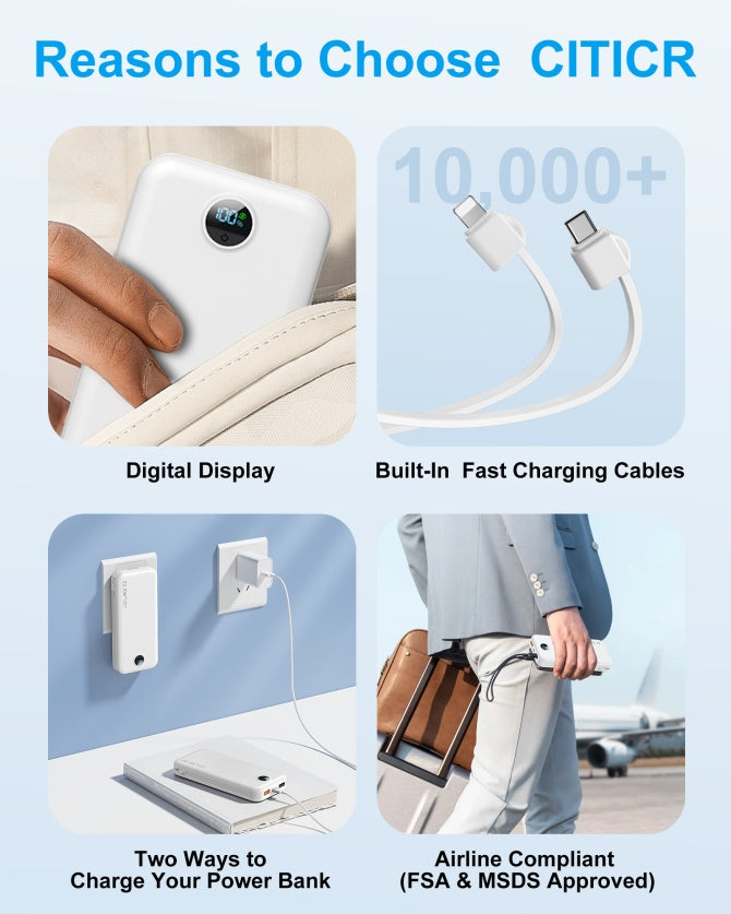 Dual-Wire Power Bank with AC Socket