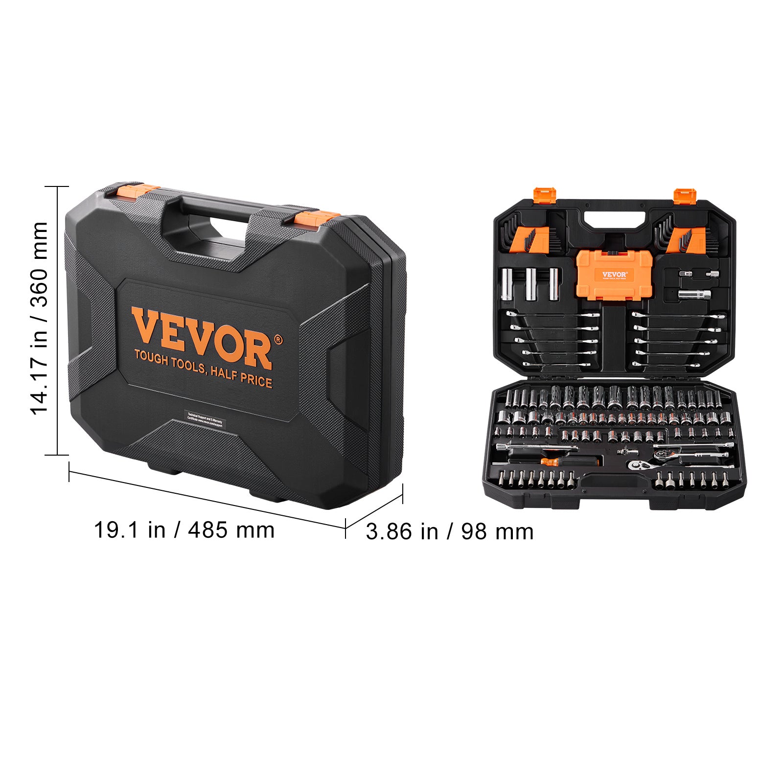 VEVOR 145-Piece Mechanics Tool & Socket Set