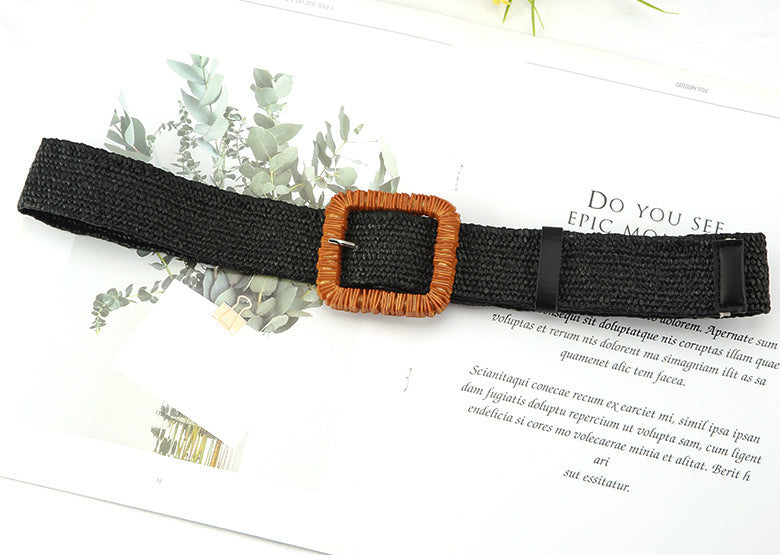 Ceinture large en coton et lin