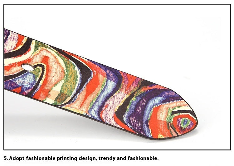 Rainbow Graffiti Cowhide Leather Belt