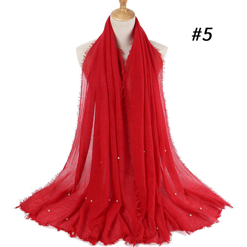 Cotton Linen Crumpled Monochrome Scarf