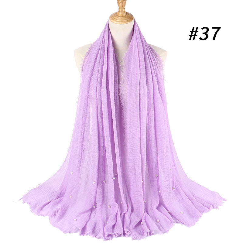 Cotton Linen Crumpled Monochrome Scarf