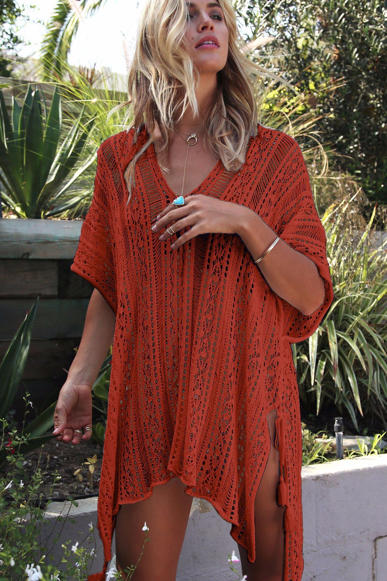 Haut de plage creux en tricot respirant