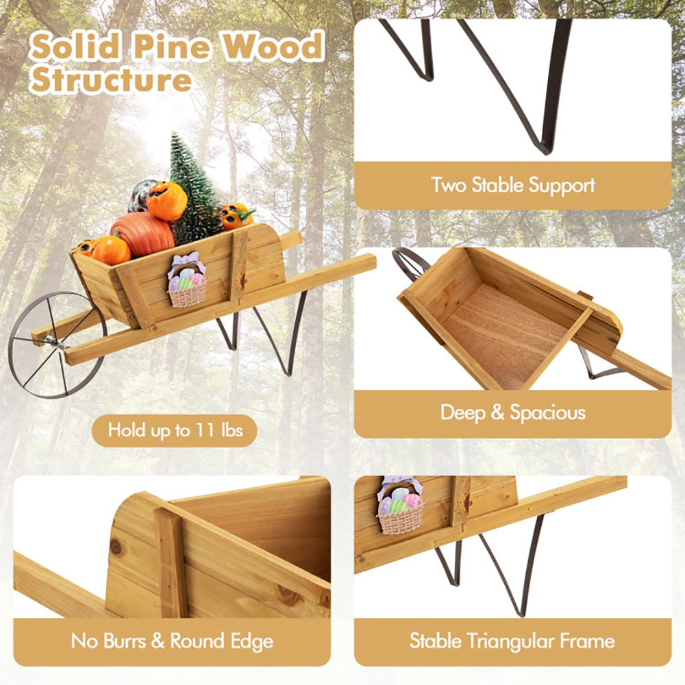 Wooden Wagon Planter with 9 Magnetic Accessories