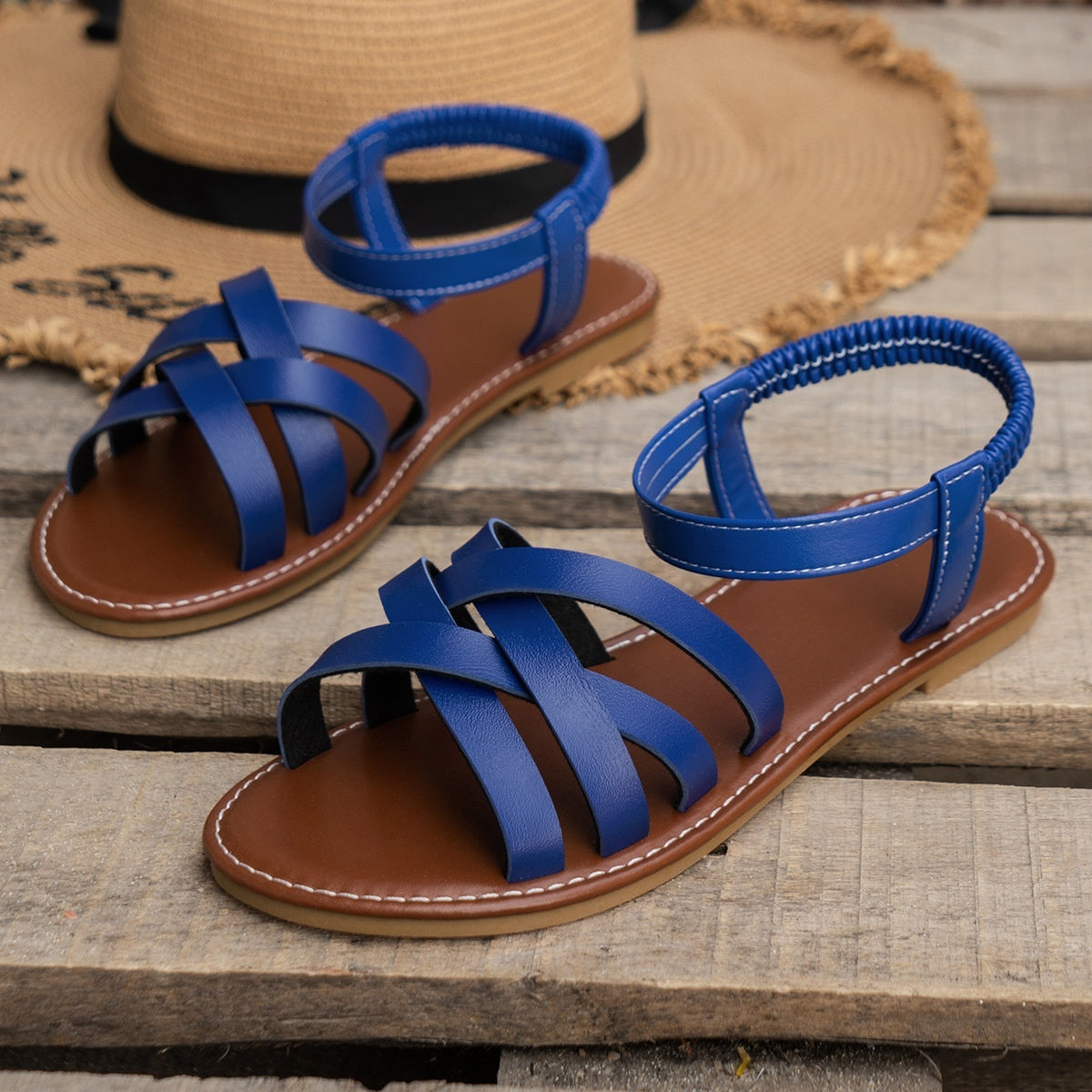 Damenmode koreanische Sandalen mit flachem Boden