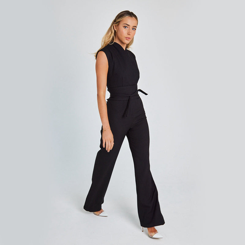 Eleganter Jumpsuit mit V-Ausschnitt und weitem Bein