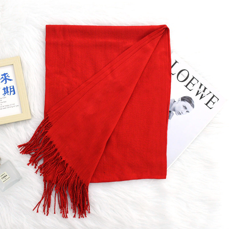 Annual Warm Cashmere Tassel Scarf