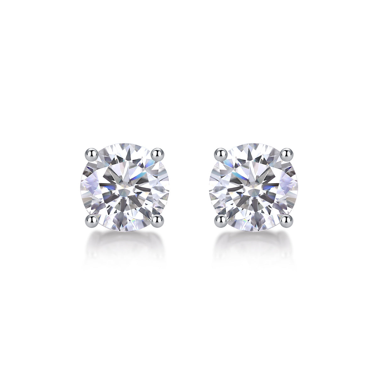 Classic Moissanite Silver Stud Earrings