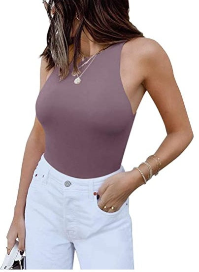 Sleeveless Halter Neck Bodysuit Top