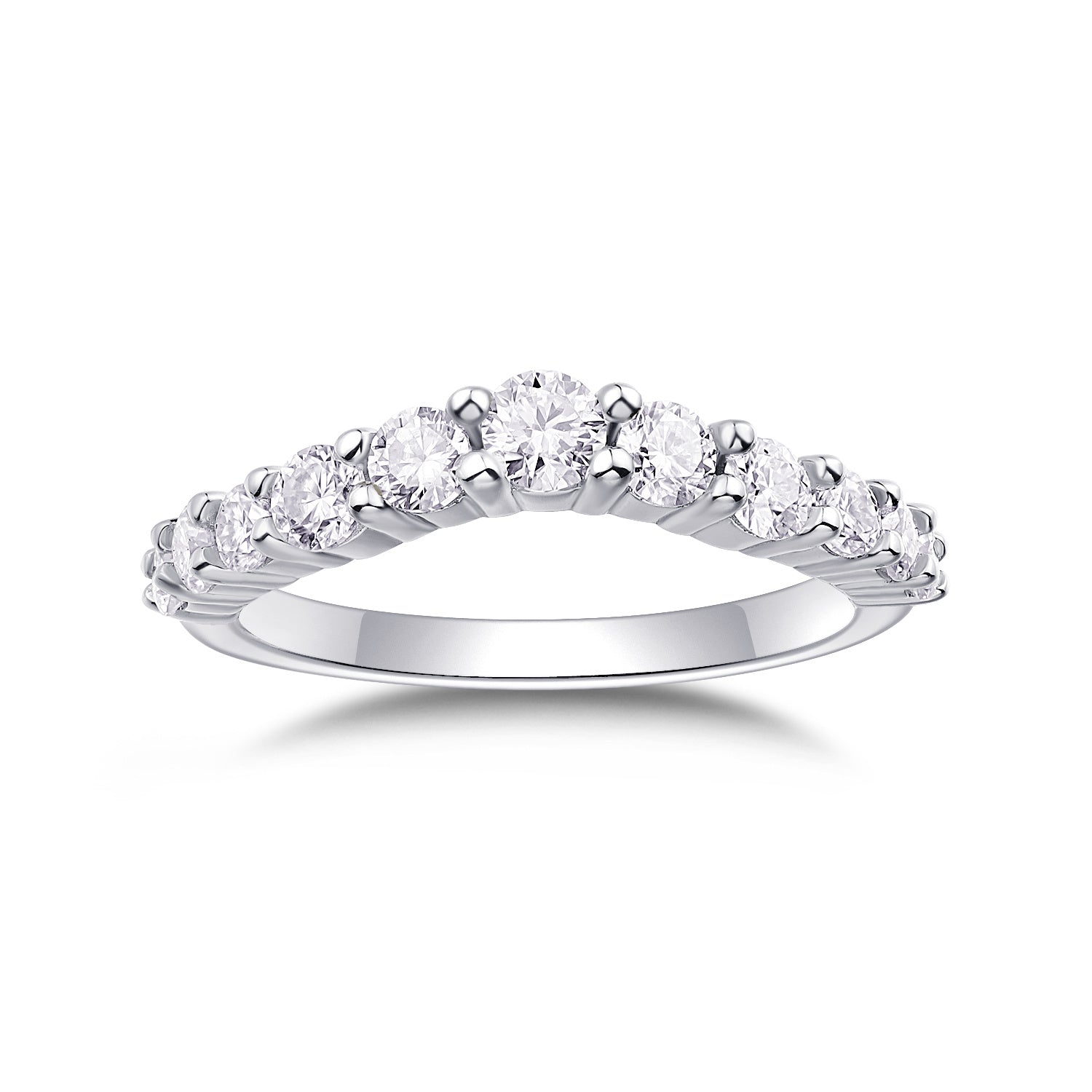 Crown Moissanite Silver Wedding Ring