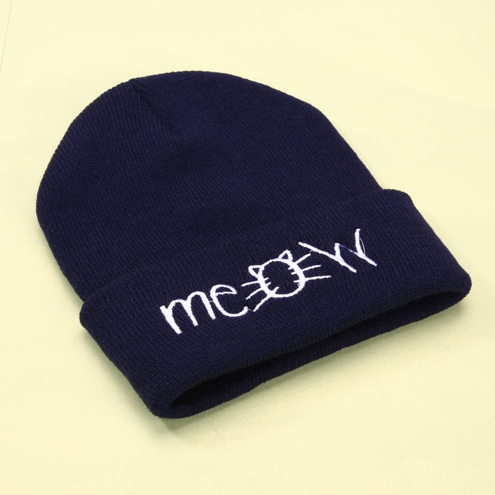 Autumn MEOW Wool Knit Beanie Hat