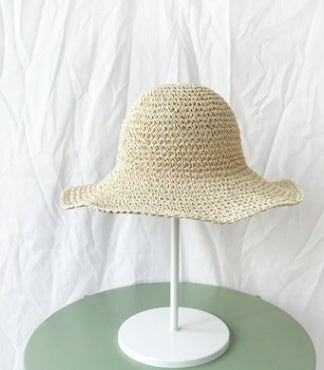 Chapeau de soleil pliable en paille pour femme