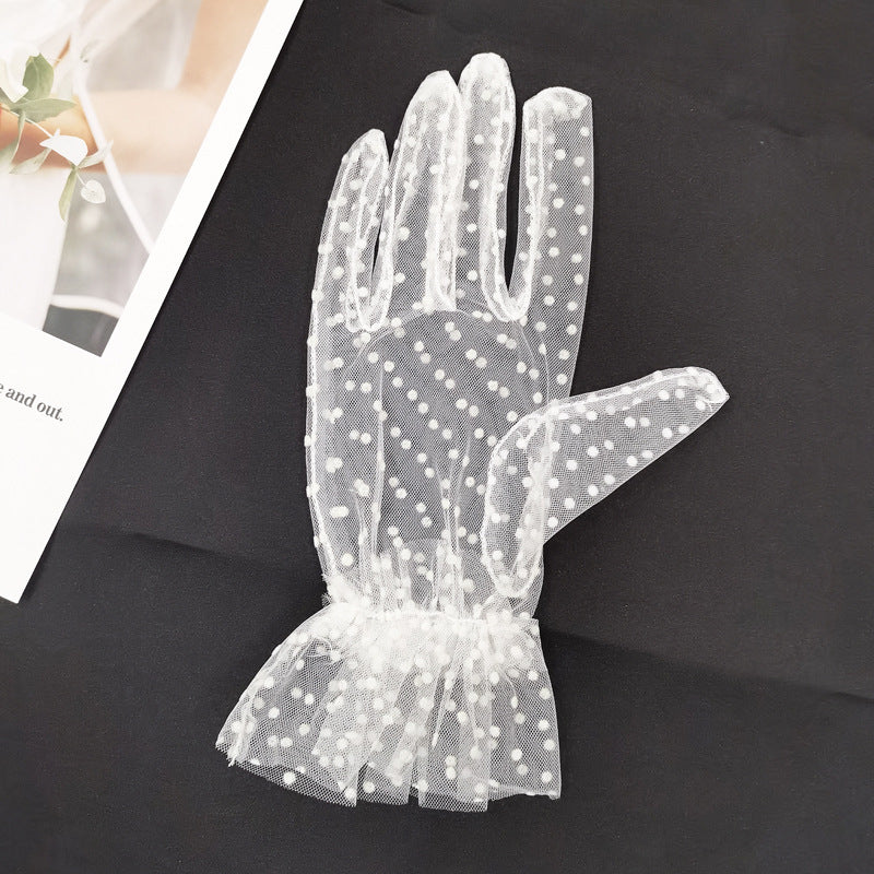 Weiße Mesh-Hochzeits- und Abendhandschuhe