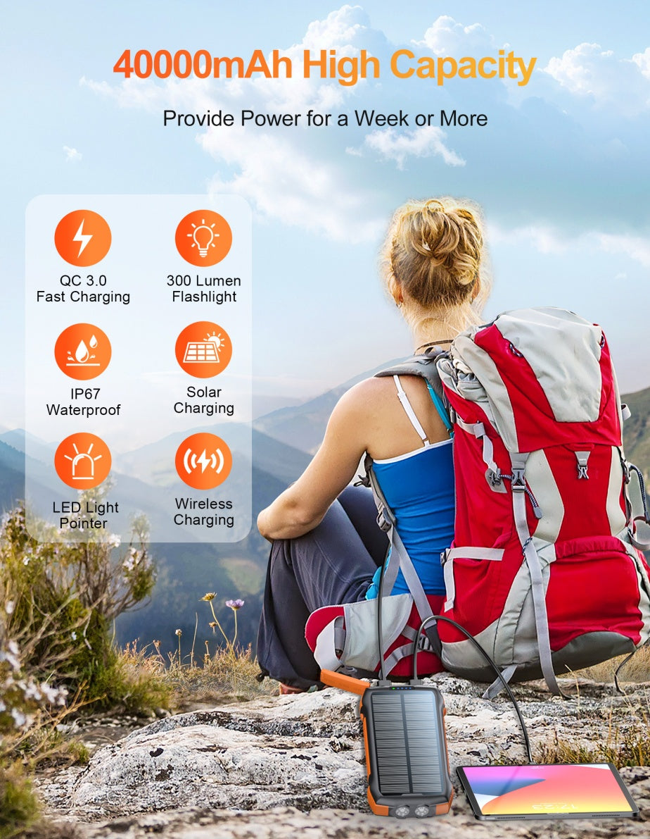 20000mAh Solar Power Bank Kabelloses Ladegerät