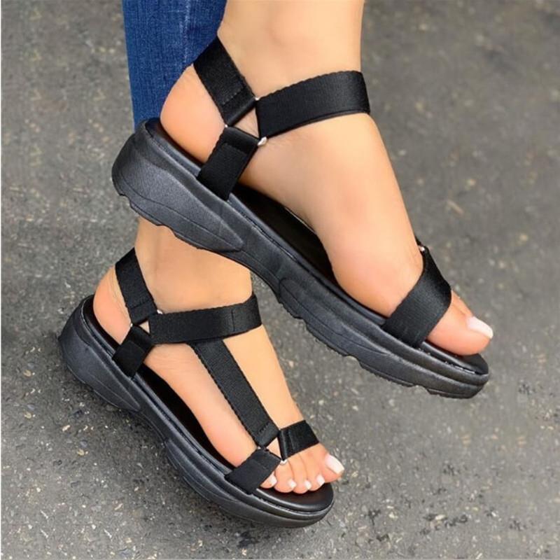Rainbow Velcro Flat Sandals Women
