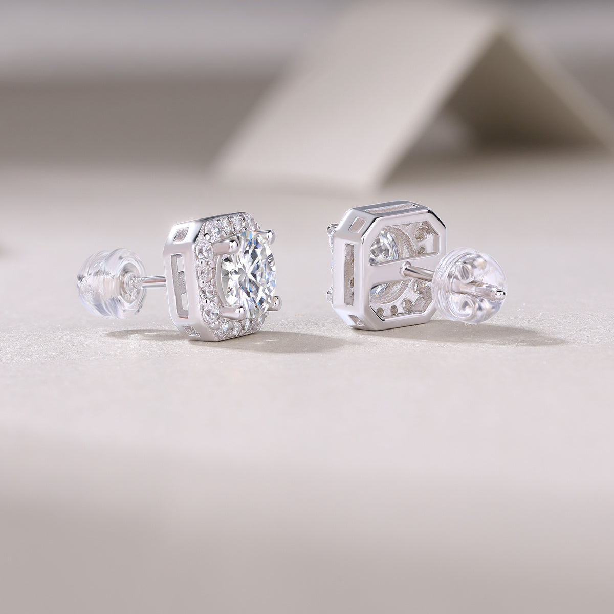 Heart Rose Diamond Stud Earrings