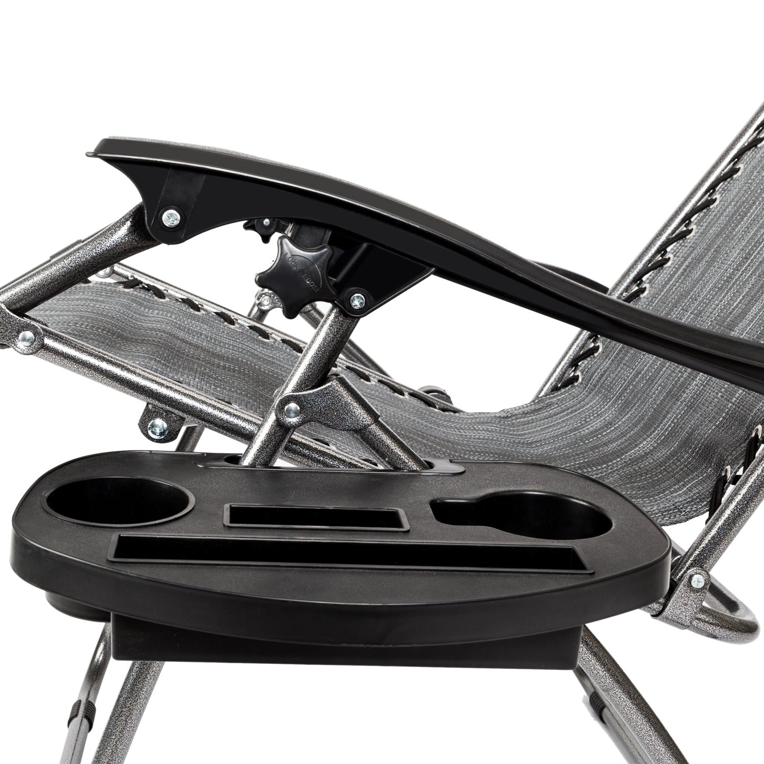 2pcs Adjustable Folding Loungers Grey