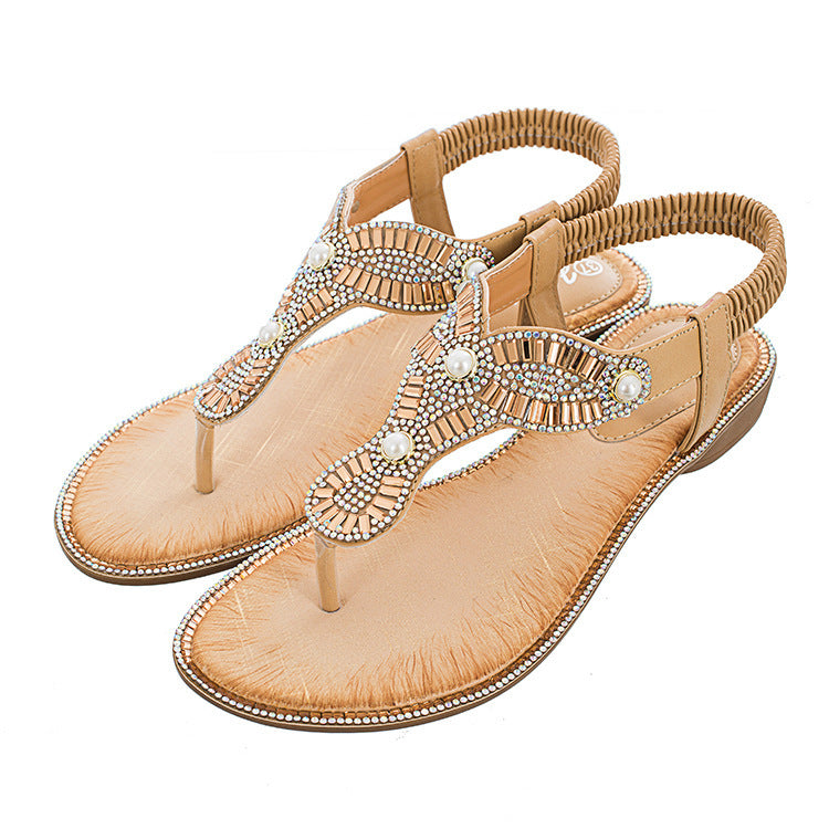 Pearl Flip Toe Sandals Large Size Women