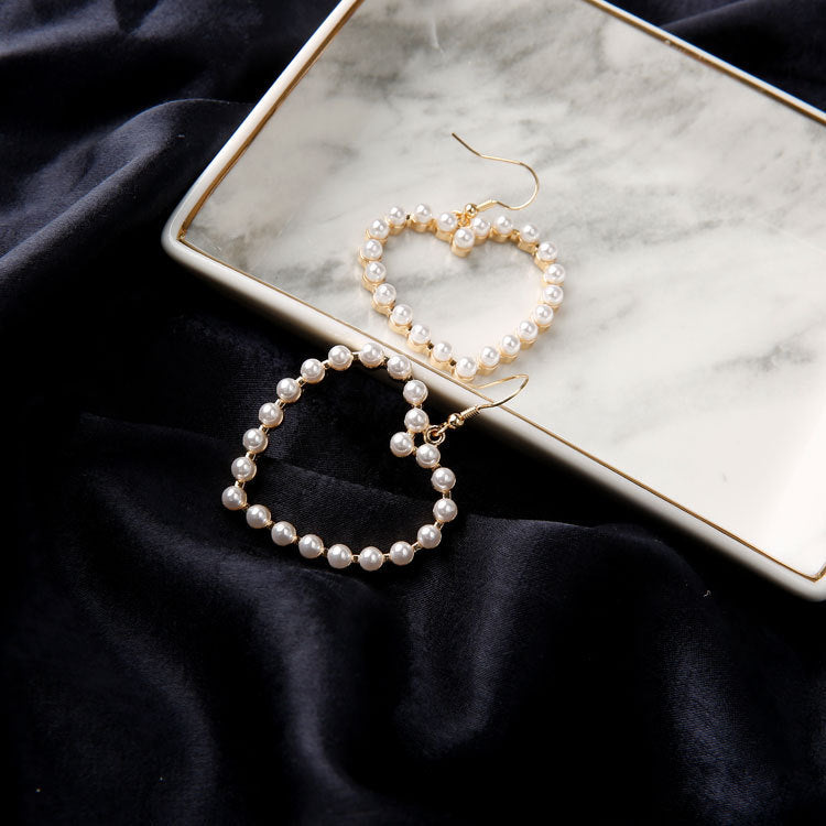 Peach Heart Pearl Stud Earrings