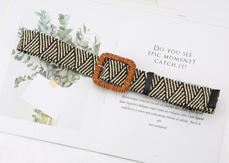 Ceinture large en coton et lin