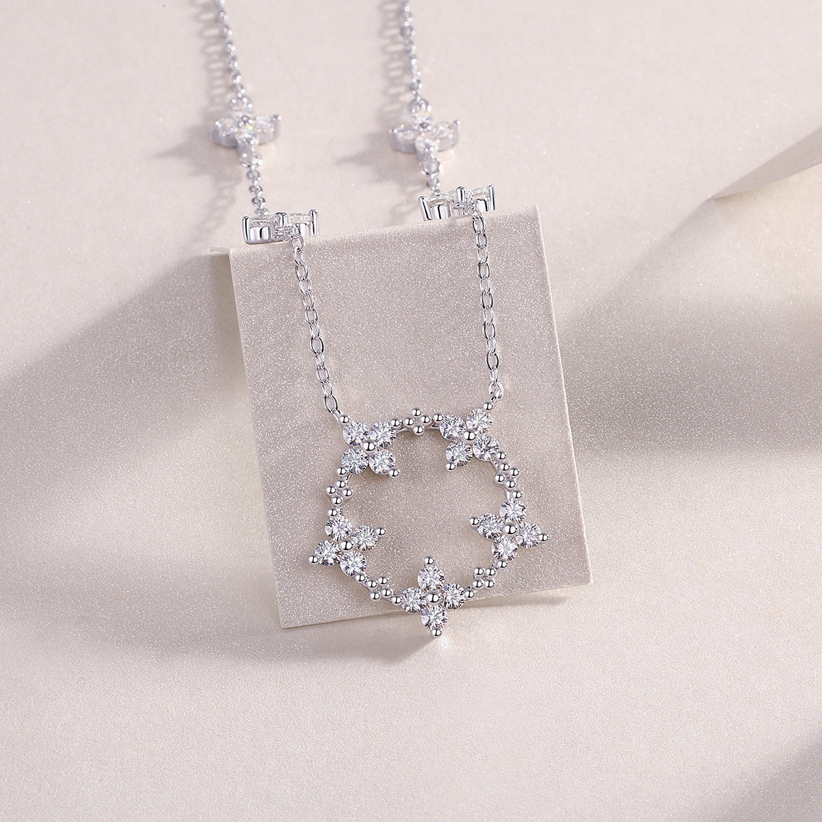 Iris Flower Diamond Pendant Set