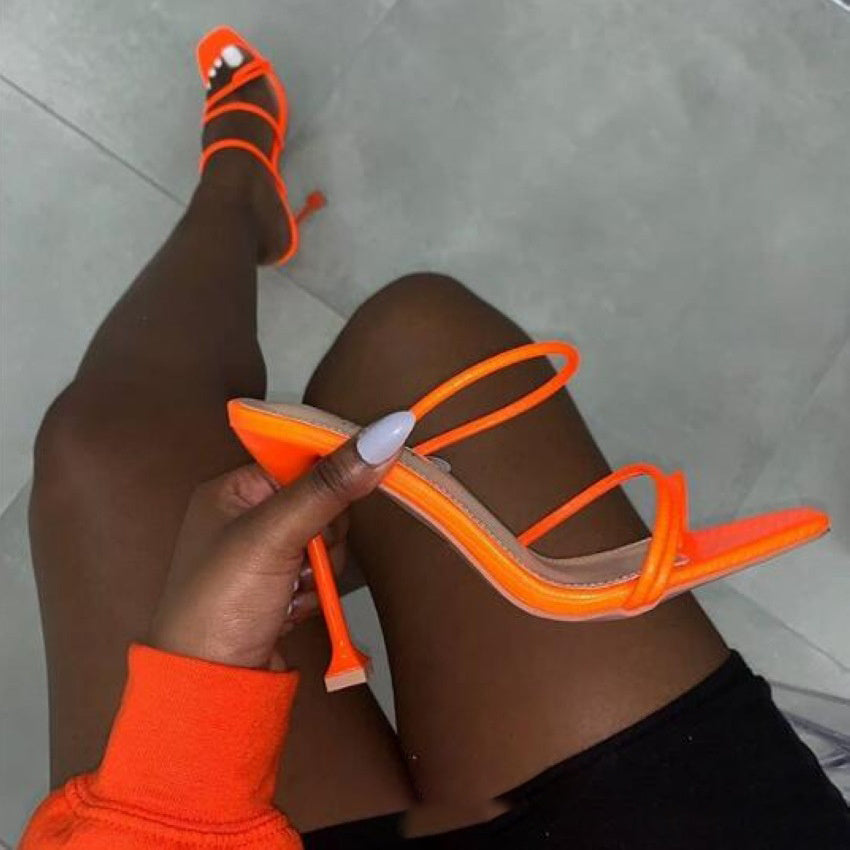 Stiletto Heel Square Toe Sandals
