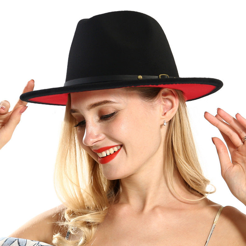 Woolen Fedora Flat Brim Jazz Hat
