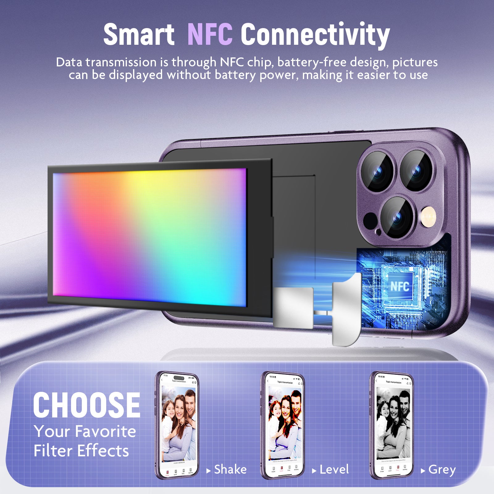 Smart NFC E-Ink Flip Case für iPhone 15 Pro Max