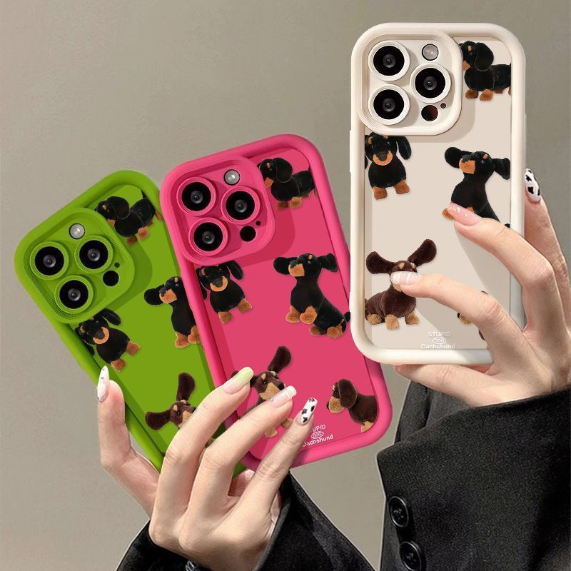 Coque de téléphone à motif teckel crème