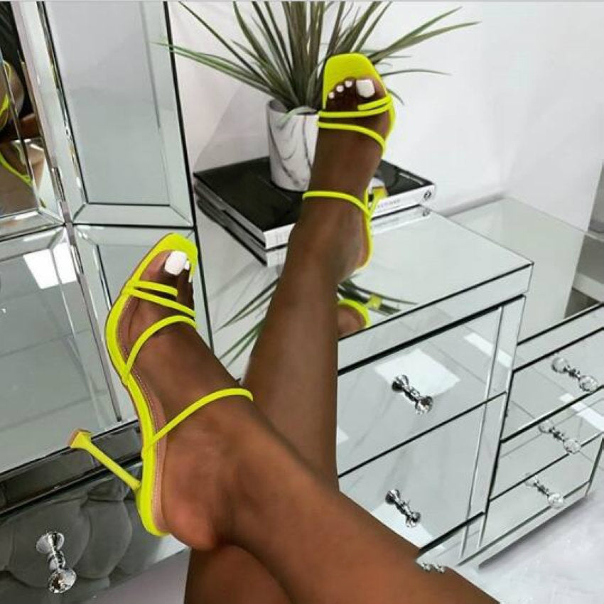 Stiletto Heel Square Toe Sandals