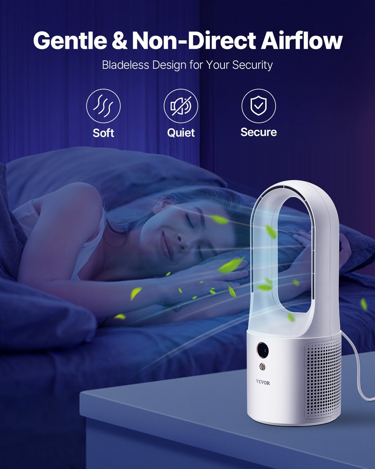 Tragbarer flügelloser Tischventilator mit 6 Geschwindigkeiten