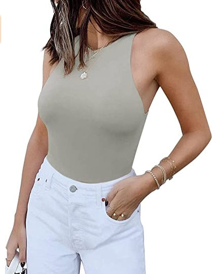 Sleeveless Halter Neck Bodysuit Top