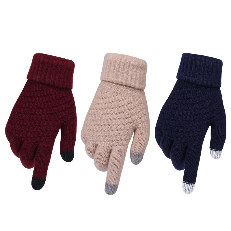 Paar gestrickte Handschuhe Touchscreen-Handschuhe