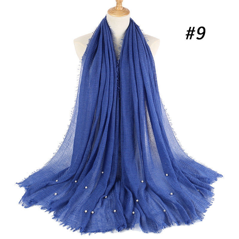 Cotton Linen Crumpled Monochrome Scarf