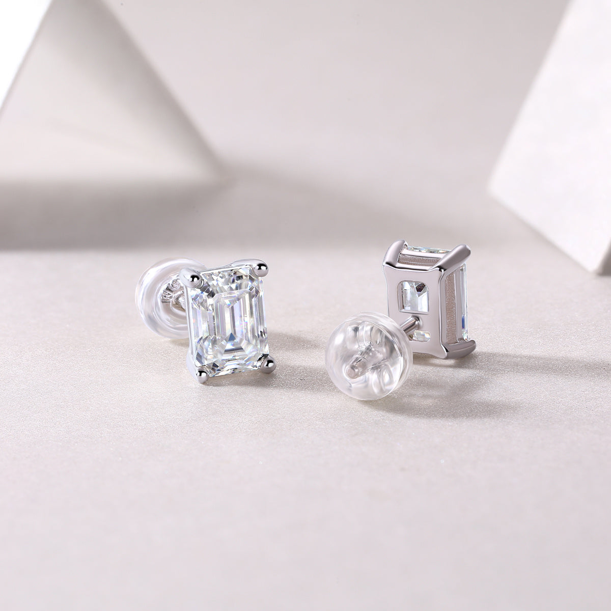 Luxury Mosan Diamond Silver Stud Set