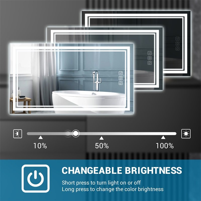 LED Bathroom Mirror with Defog & Dimming