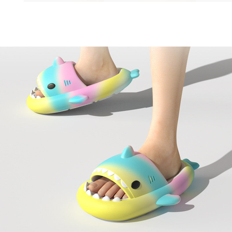 Gradient Rainbow Shark Indoor Slippers